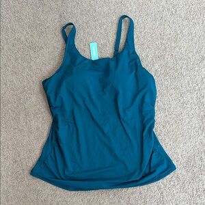Aqua Eve Women’s Teal Tankini Swim Top with Ruched Sides NWT 18W